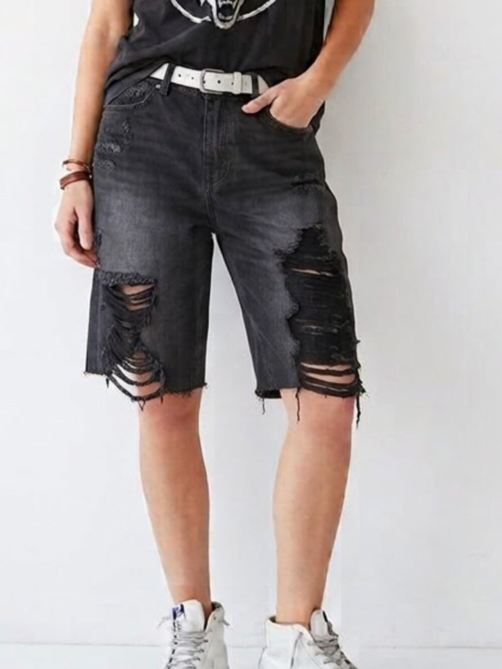 Urban Outfitters Y2K BDG Black Distressed Jorts NWT